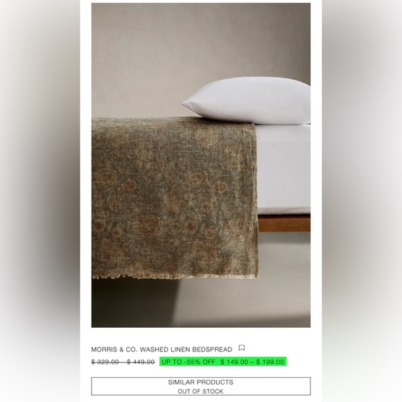 ISO Zara Home Morris & Co. Linen Bedcover - Picture 2 of 4